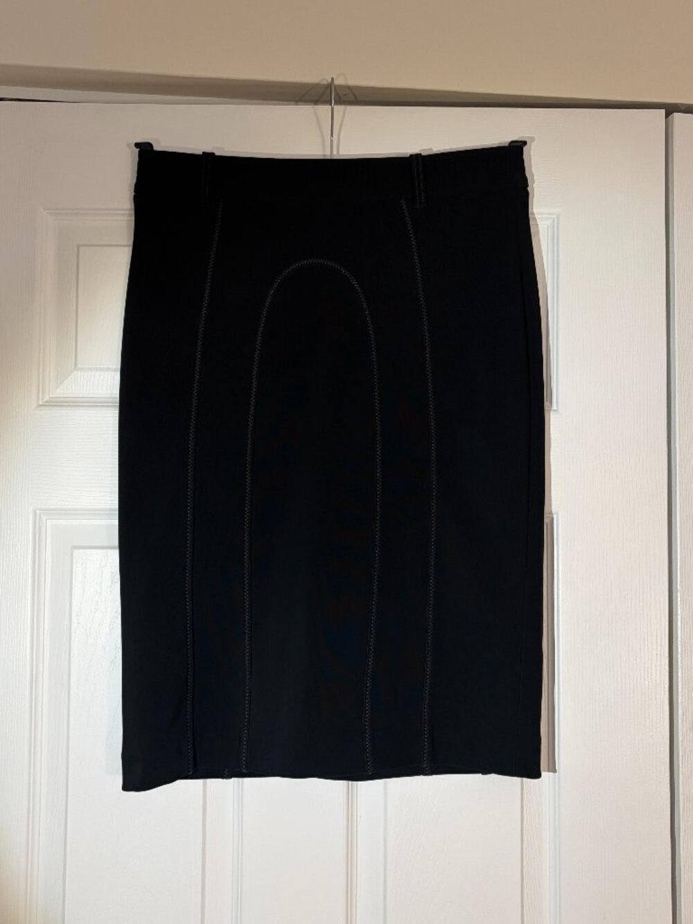 Kate Sylvester Black Panelled Pencil Skirt Gold Zip Size M